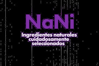 NaNi brand logo in purple with Spanish tagline ingredientes naturales cuidadosamente seleccionados on black background