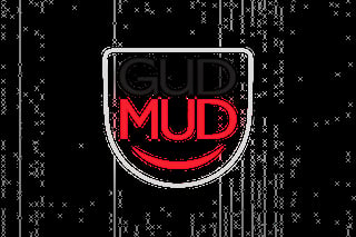 Red neon sign with smiley face displaying Mud Coffee logo on black digital background
